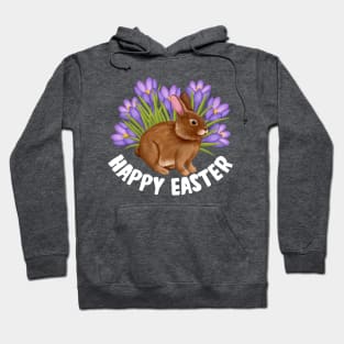 Happy Easter Bunny In Crocus Flower Field Hoodie